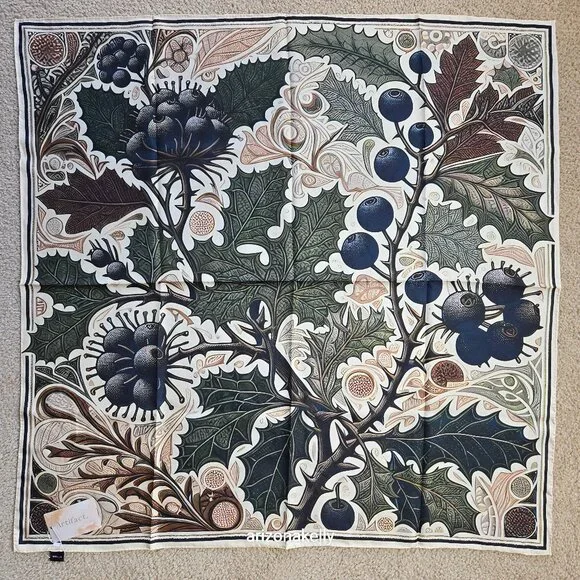 NWT Artifact Silk Scarf "Blueberries" William Morris Arts & Crafts - Picture 2 of 12